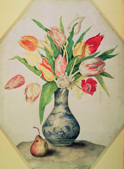 Vase de tulipes en porcelaine bleue - Giovanna Garzoni